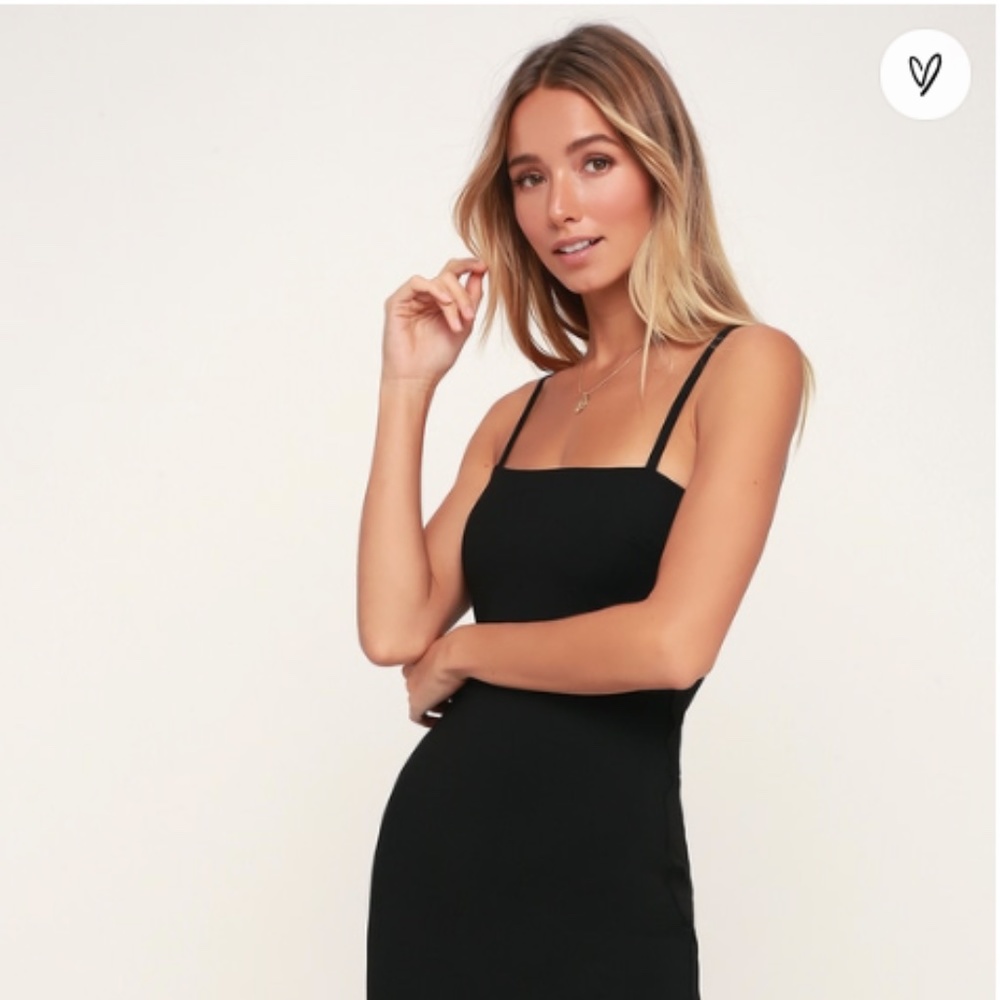 NWT - Lulu's - Paulina Black Bodycon Midi Dress